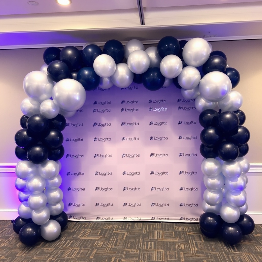 Evento corporativo elegante con globos