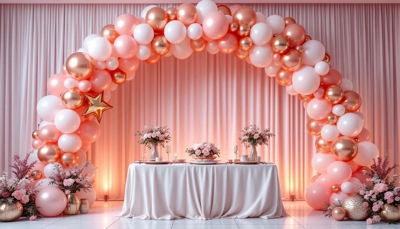 Decoración elegante con globos para evento